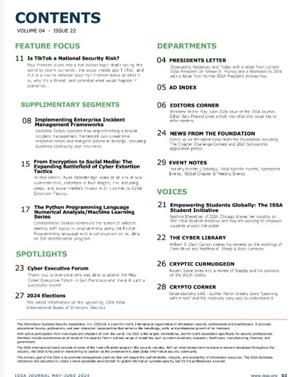 Index ISSA Journal June 2024