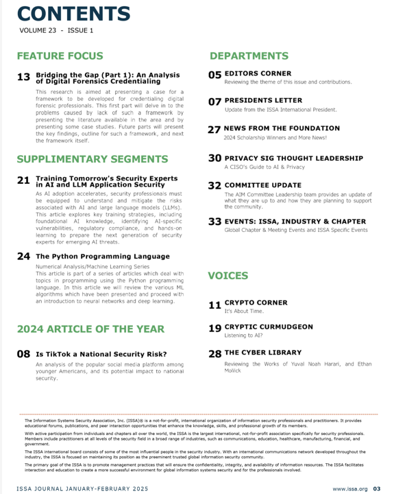 2025 jan feb ISSAjournal Index