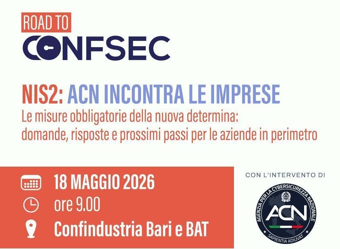 Road to CONFSEC - NIS2: ACN incontra le imprese.